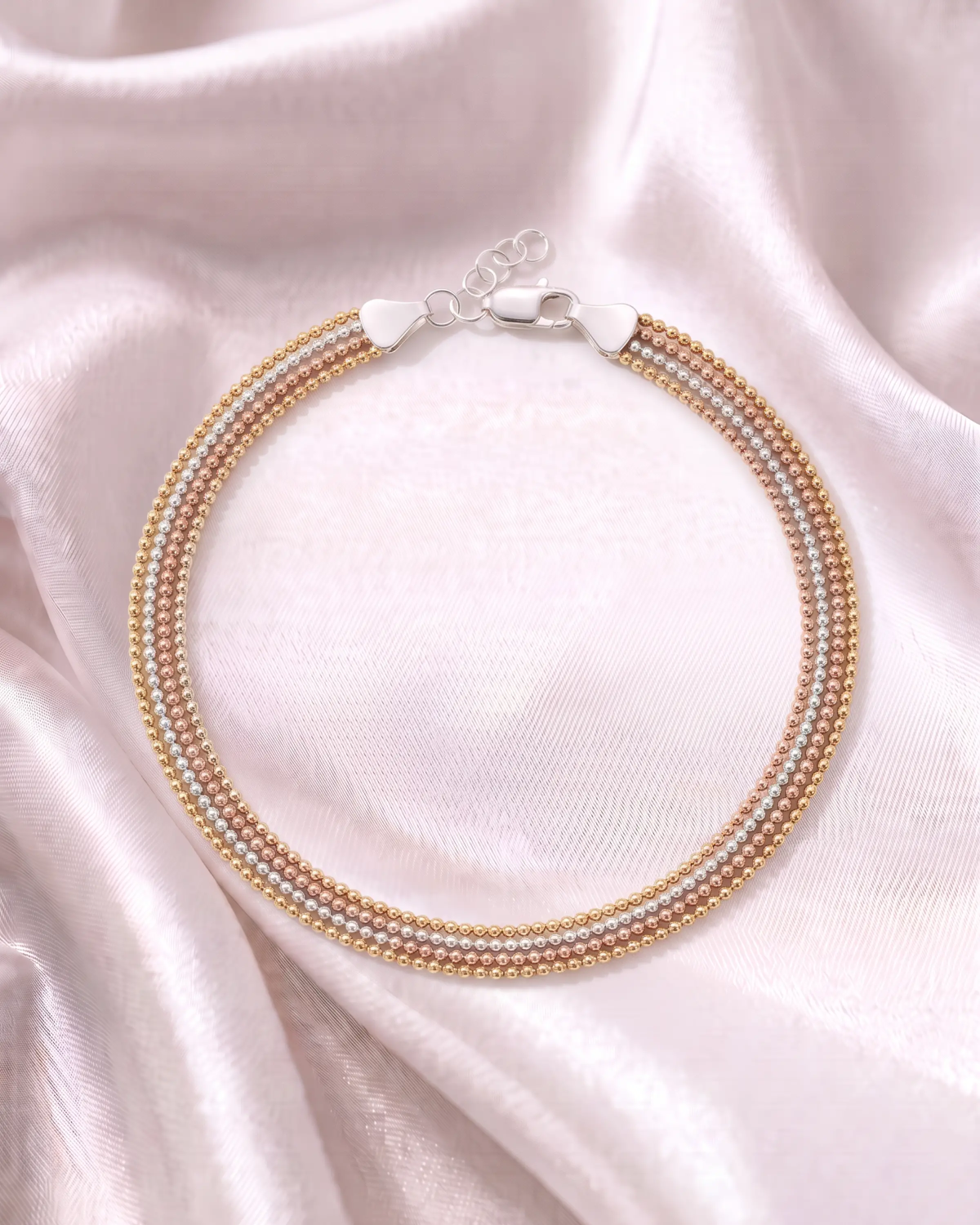 Tri-Tone Multi-Strand Bead Anklet