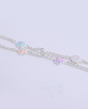 Baby Enamel Flower Anklet (Payal) – Sterling Silver Cute Foot Jewelry