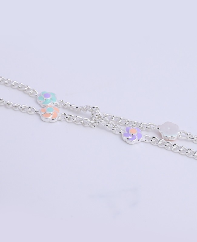 Baby Enamel Flower Anklet (Payal) – Sterling Silver Cute Foot Jewelry