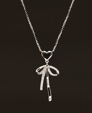 HeartBow Pendant Necklace – Silver & Rose Gold Variants