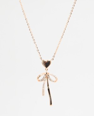 HeartBow Pendant Necklace – Silver & Rose Gold Variants