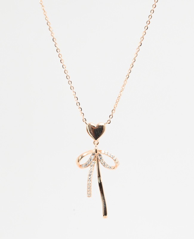 HeartBow Pendant Necklace – Silver & Rose Gold Variants