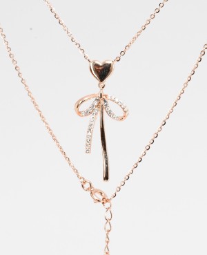 HeartBow Pendant Necklace – Silver & Rose Gold Variants
