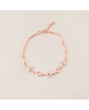 Blossom Charm Bracelet – Rose Gold Chain with Crystal and Geometric Accents