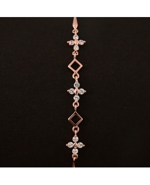 Blossom Charm Bracelet – Rose Gold Chain with Crystal and Geometric Accents
