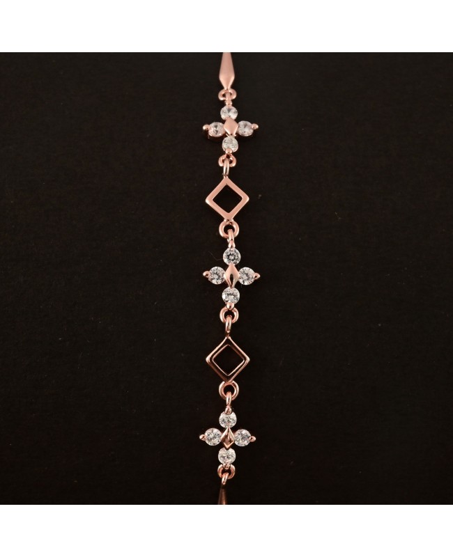 Blossom Charm Bracelet – Rose Gold Chain with Crystal and Geometric Accents